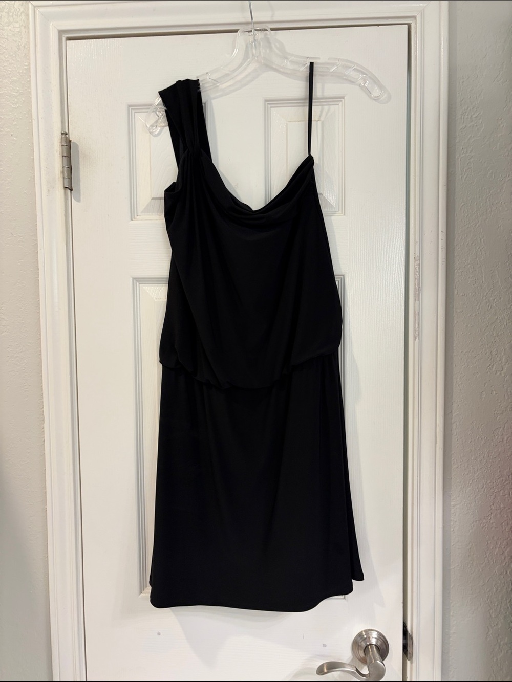 White House Black Market Black One-Shoulder Draped Dress - Picture 5 of 8